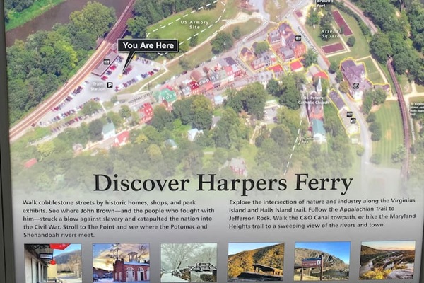 Map from Harpers Ferry National Park. The shortest route, from the Dome, is via the C&O National Park trail. It’s only 10 miles, not a bad trip, by bicycle!