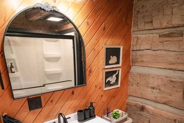 Rustic bathroom with essentials, ready to refresh you 
