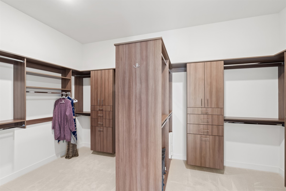 Master Bedroom Walk-in closet.  Plenty of space and storage for your items. a