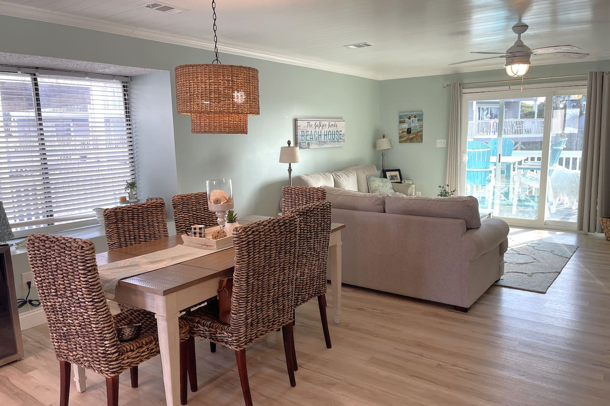 Gather your whole group here &mdash; your open main level keeps everyone together whether you're cooking, eating, or just catching up.