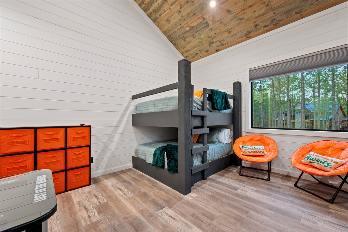 Bright colors and comfortable seating turn this space into a fun hangout area where guests can relax and enjoy some downtime.