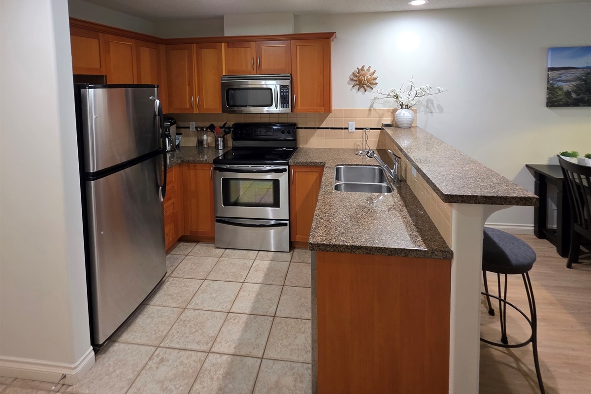 Fully stocked and well appointed kitchen,