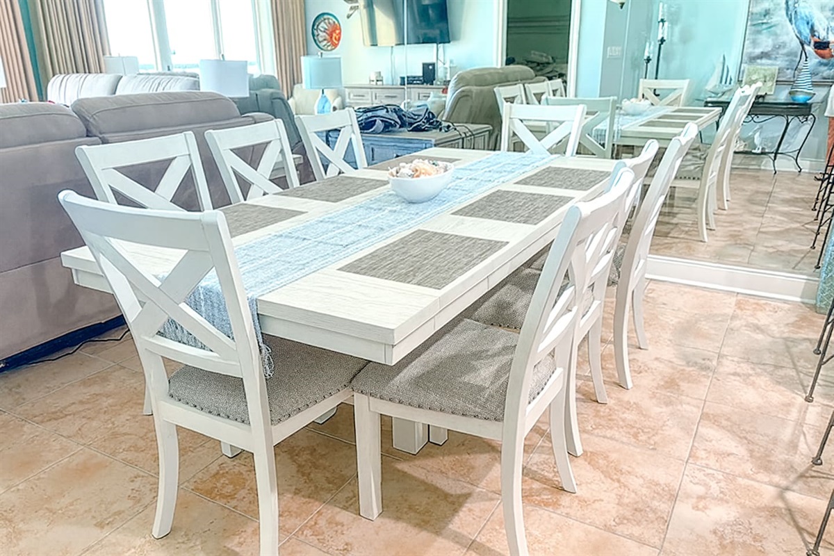 Plenty of room for everyone to sit together — because the best vacation memories start around the table.