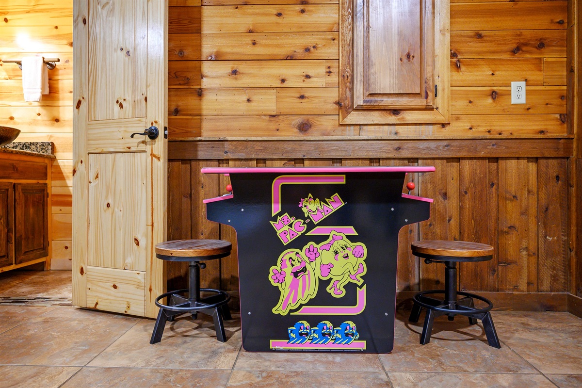 2 player Ms. Pac Man arcade game.