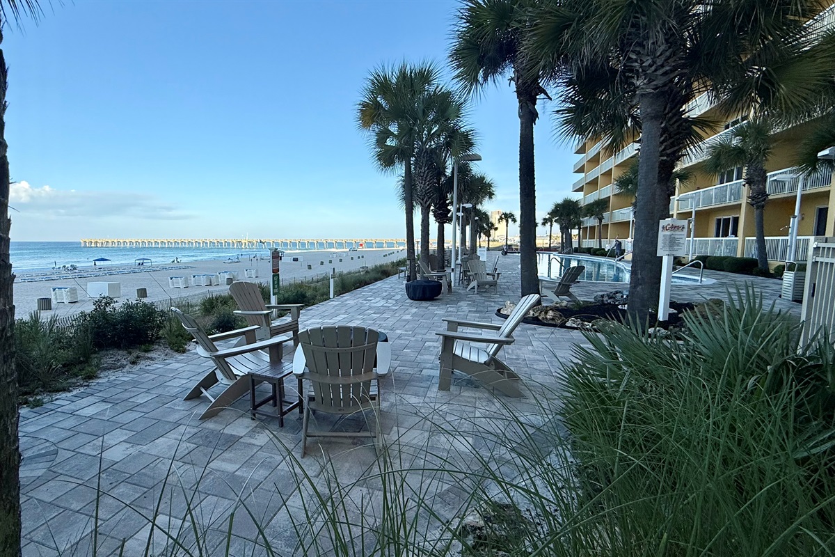 Poolside firepit area