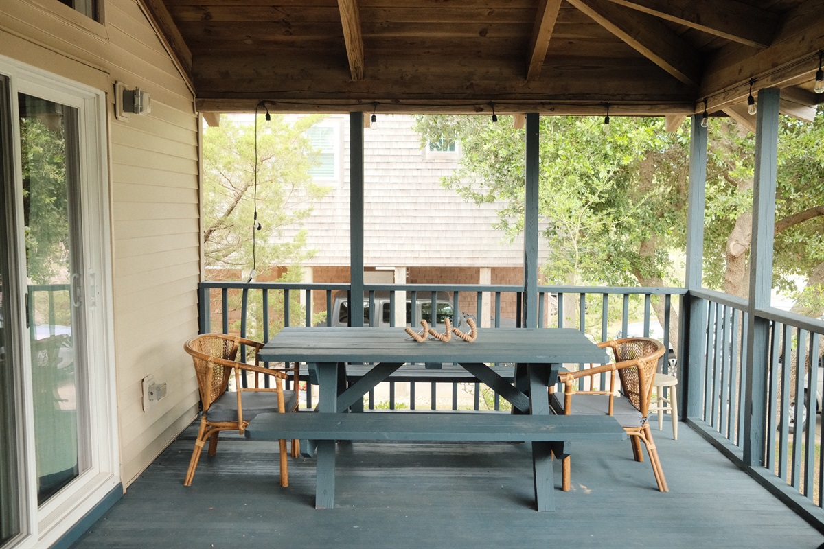 Covered Porch Picnic Table - enjoy great food and create beach memories....
