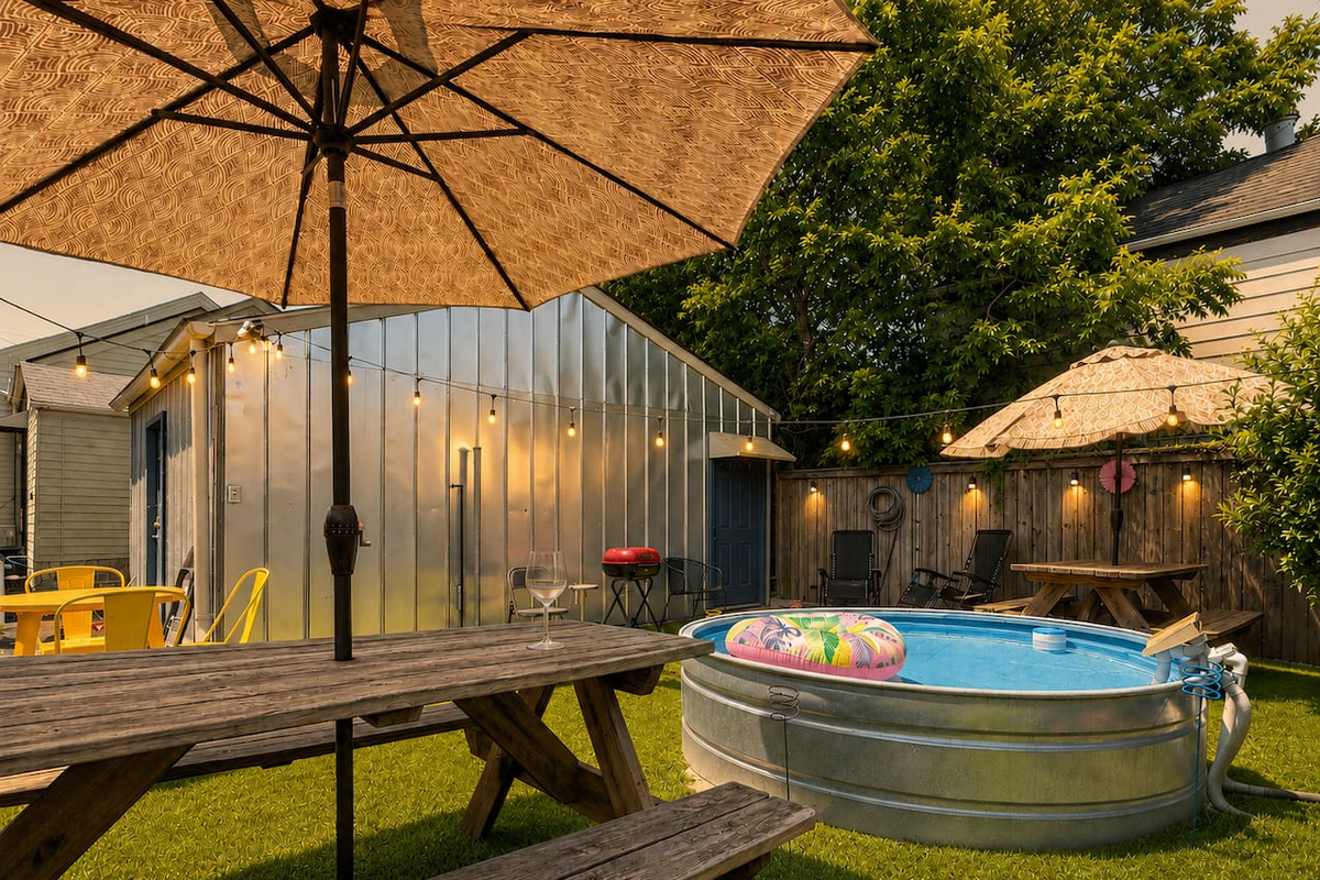 New cowboy pool, BBQ grill & a sprawling private backyard oasis — your retreat from the ruckus. Escape, recharge, and fire up the grill. Shared with the other half of the duplex.