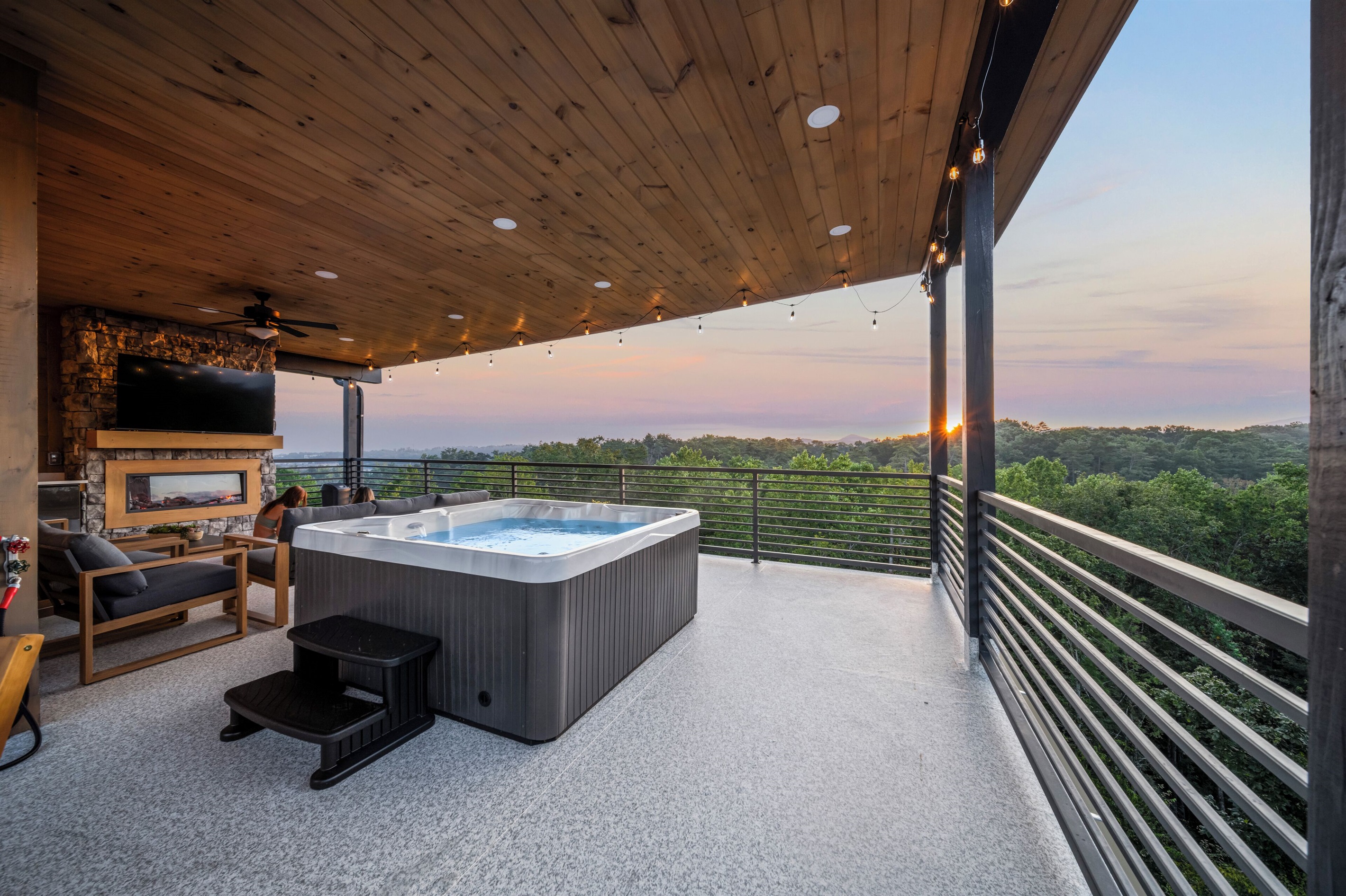 hot tub with amazing mountain views