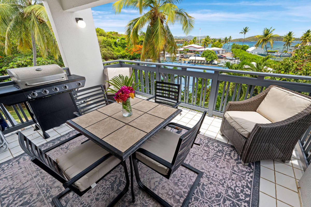 Dine al fresco while overlooking the sparkling turquoise waters.