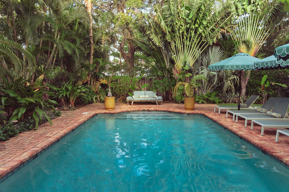 Our idyllic, sun-splashed pool (shared) is right out of a summer dream.