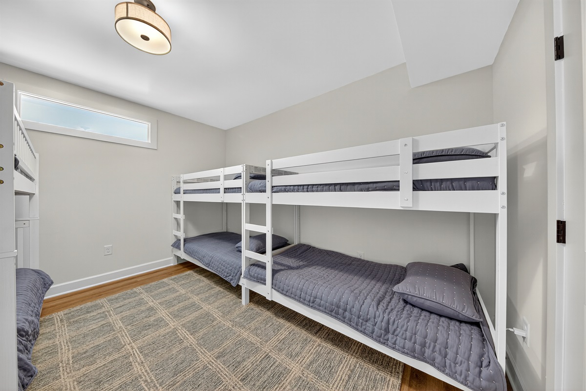 Spacious bunk suite designed for comfort and easy bedtime routines.
