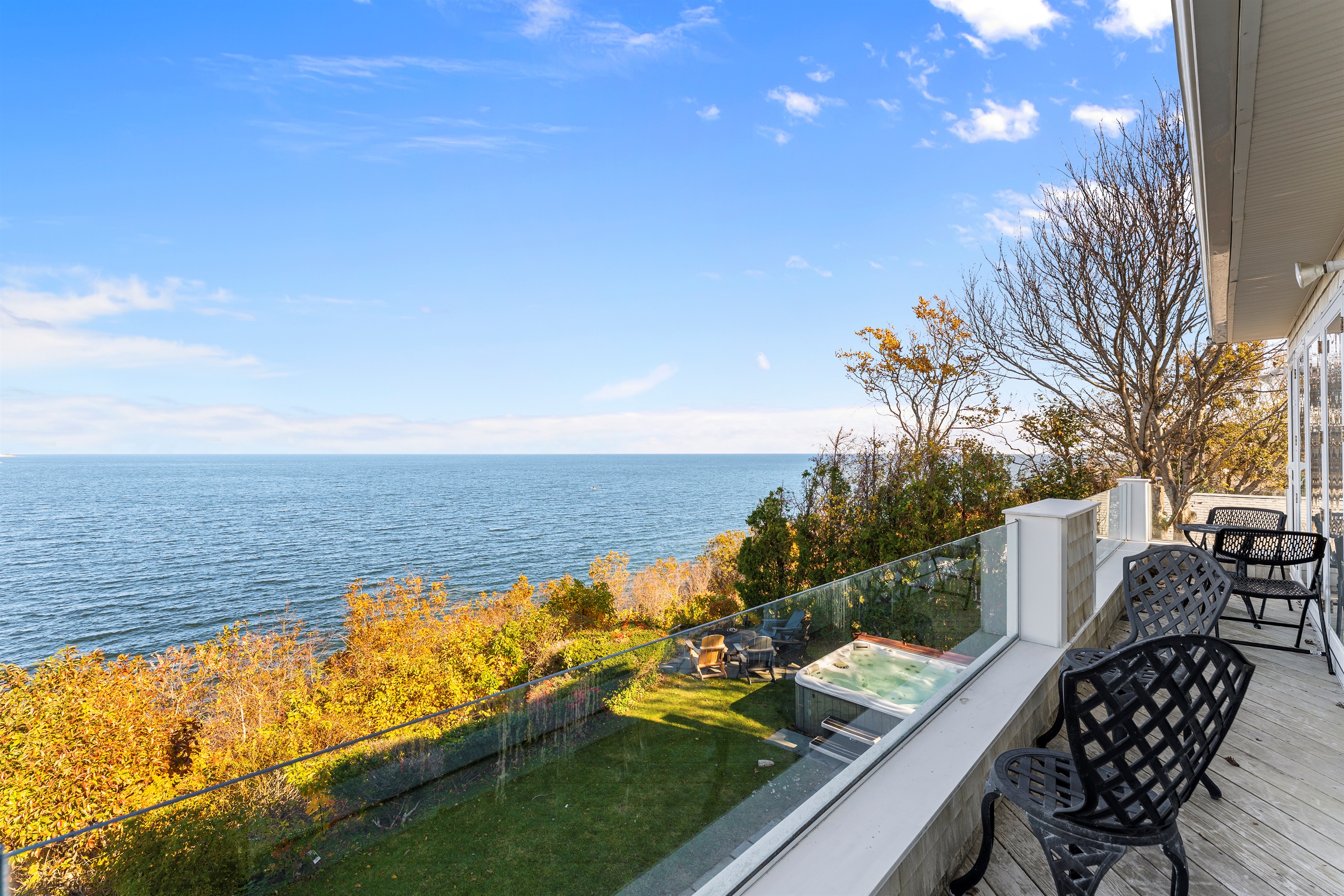 Serene ocean views from the comfortable queen bed upstairs.