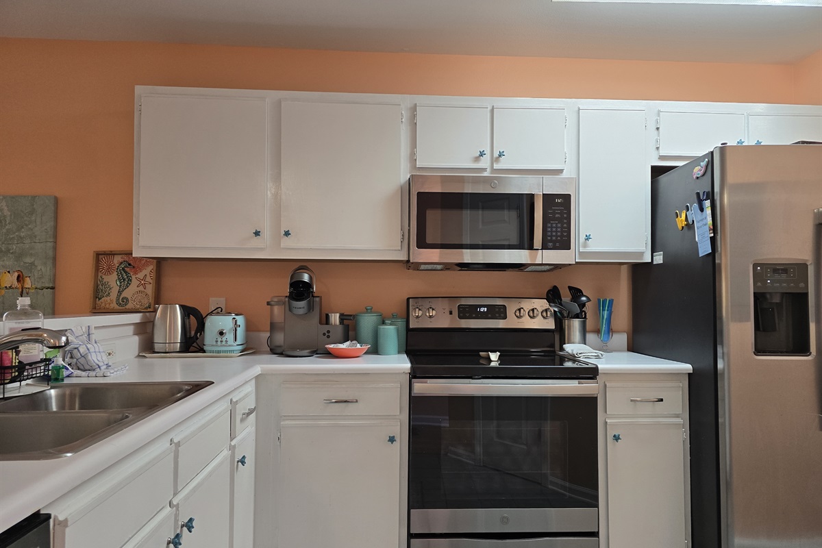 Stainless Steel Appliances and Coffee Area