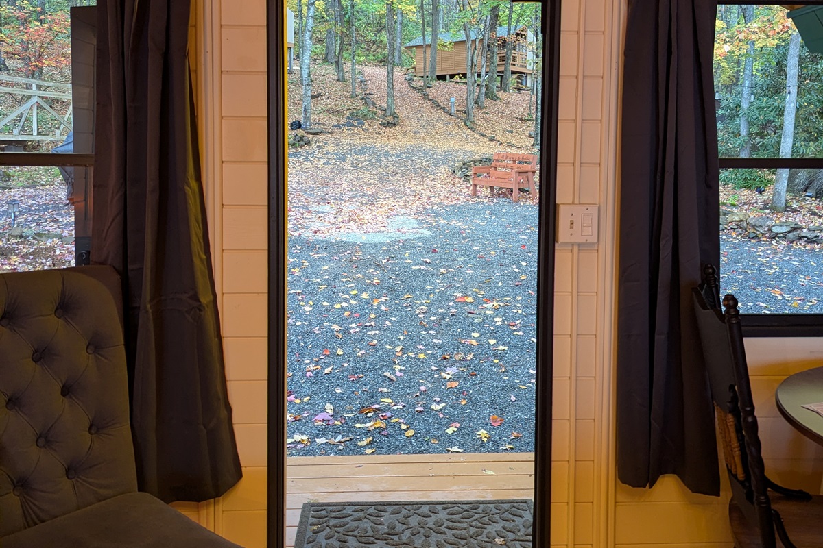 Right outside is the Stomping Grounds with seating areas and trails