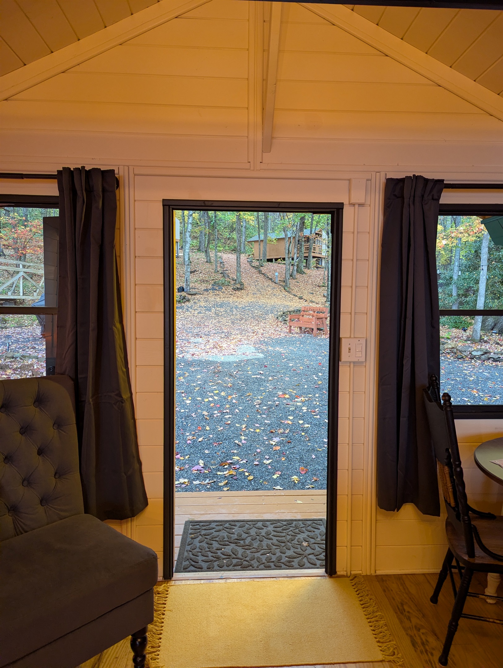 Right outside is the Stomping Grounds with seating areas and trails