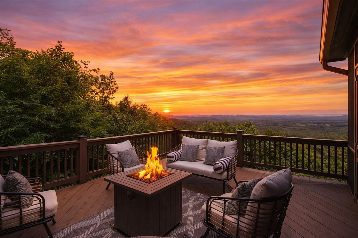Step onto the deck and into a world of sunset views for days. Where every turn the view is a breath of fresh air.
*Fire Table (Available Year Round)