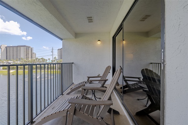 Balcony with golf course view