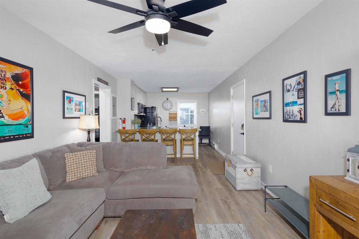 Views into the living space from the oceanfront balcony