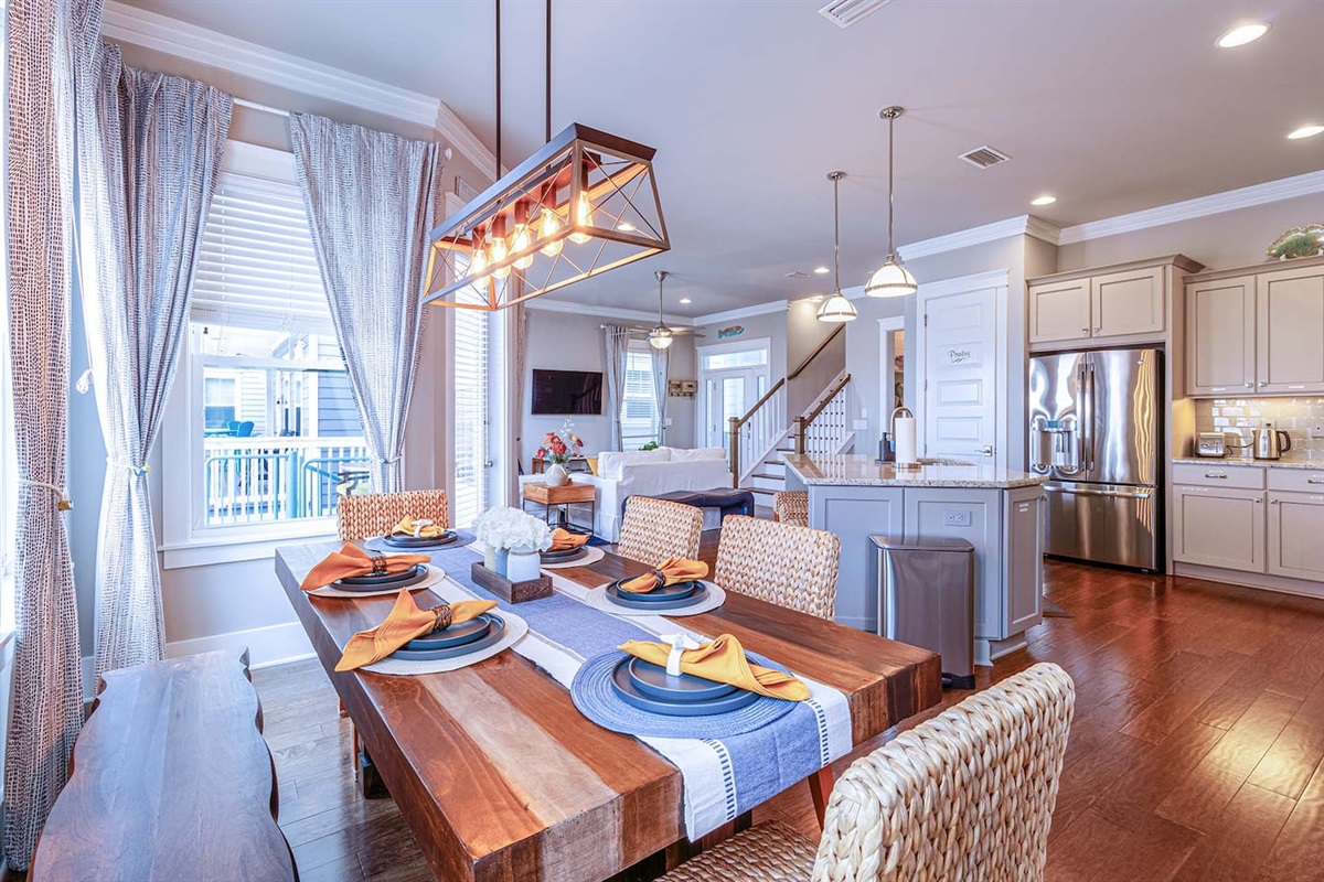 Open concept kitchen and dining which can seat 12 comfortably
