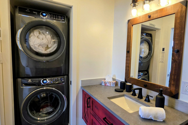Laundry room off lower floor bathroom