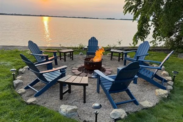 Fire pit with lake views