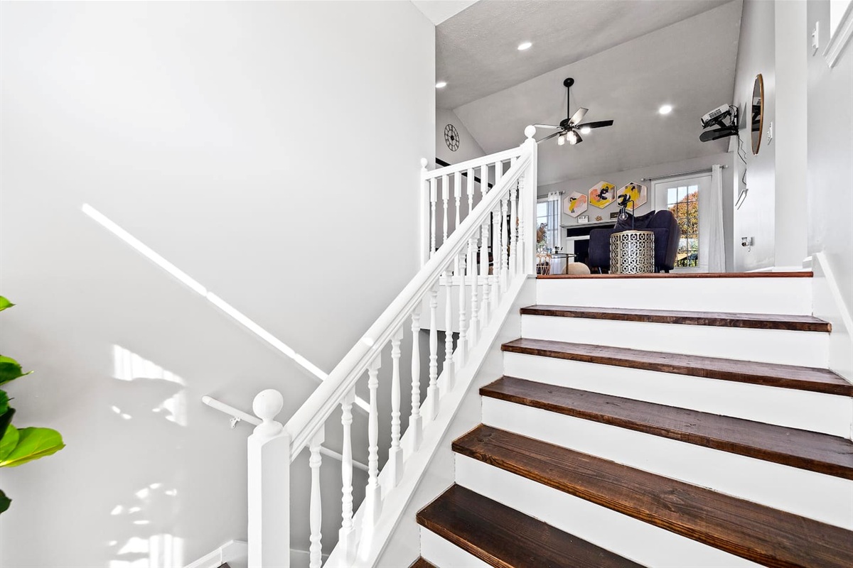 Staircase that leads to the lower level. 