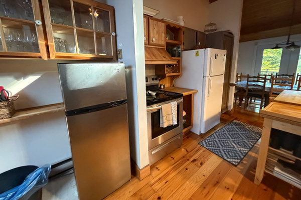 Kitchen major appliances and butcher-block work area