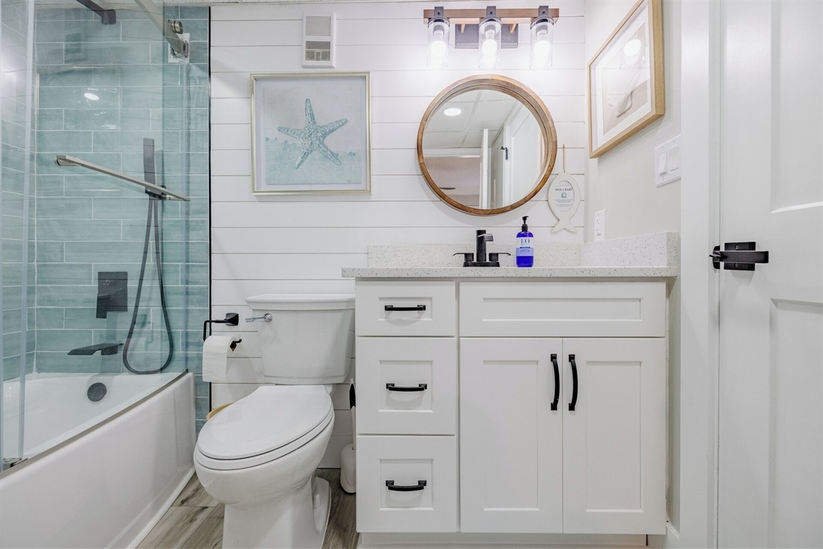 Second bathroom with tub/shower combo
