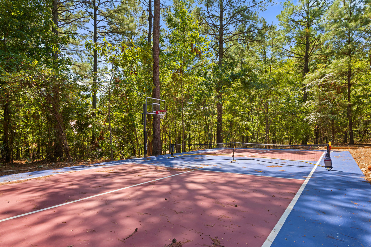 Surrounded by tall pines, the private court gives your group plenty of space to play, stay active, and enjoy a little time outdoors.