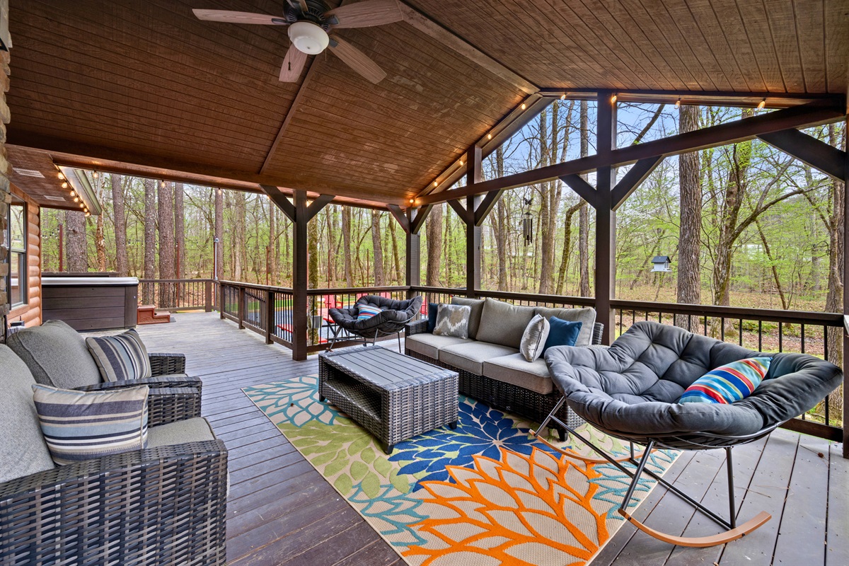 With plenty of seating available, this area is perfect for gathering together and enjoying time outdoors.