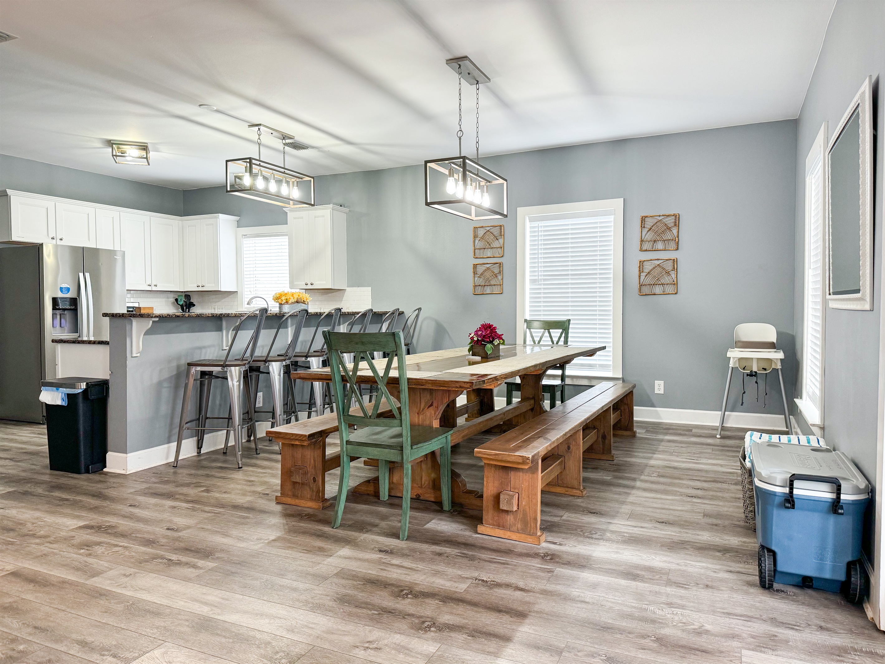 Lots of seating for dining and those in the kitchen can be included in the conversation too!