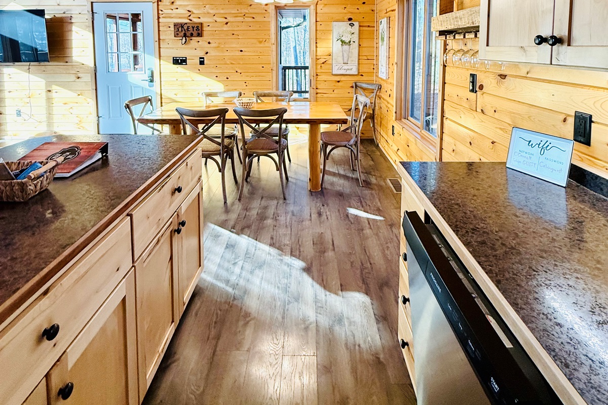 Dining table next to the kitchen.