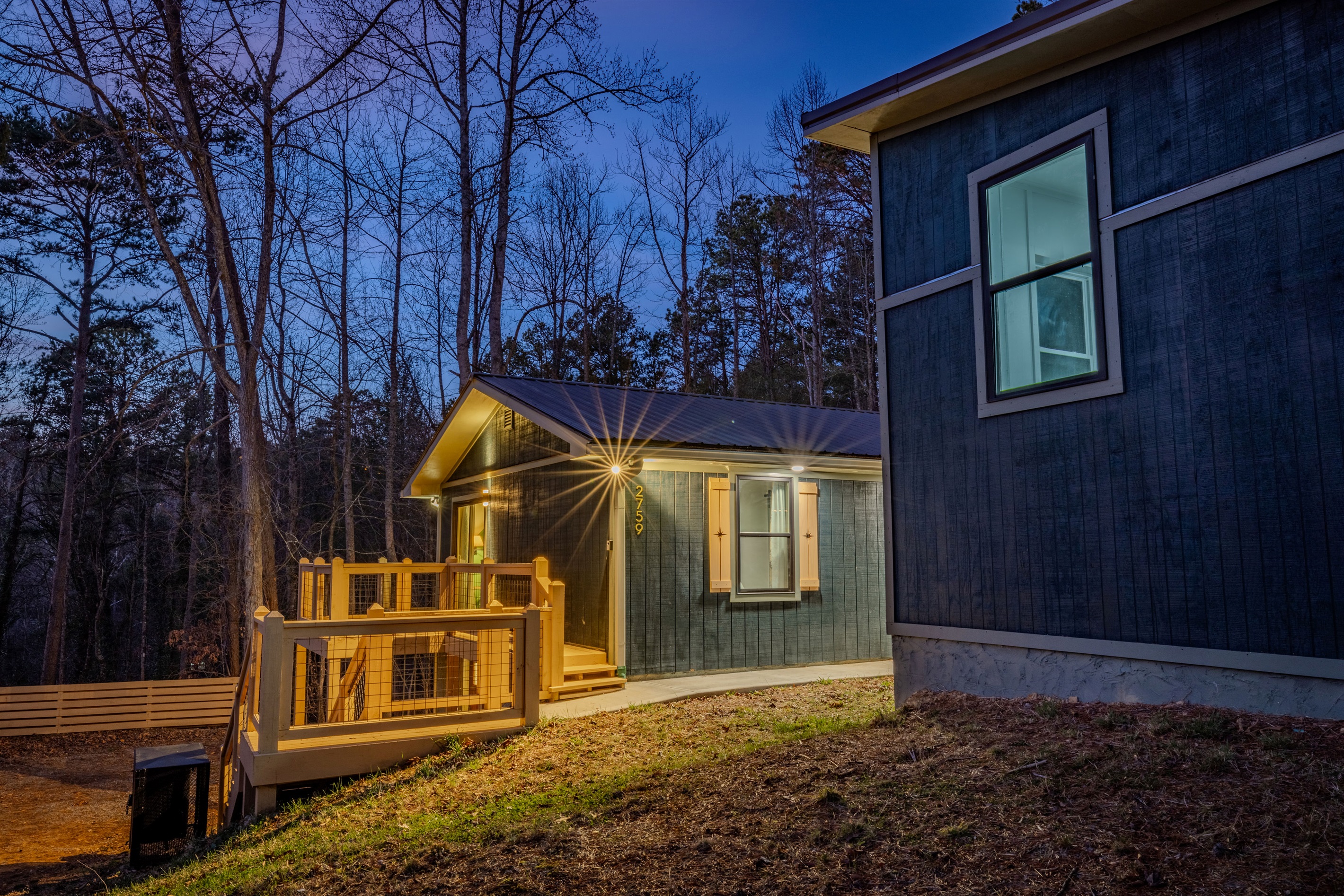 Step out onto the deck at night to witness the celestial beauty of the mountains, perfectly illuminated for your evening relaxation.