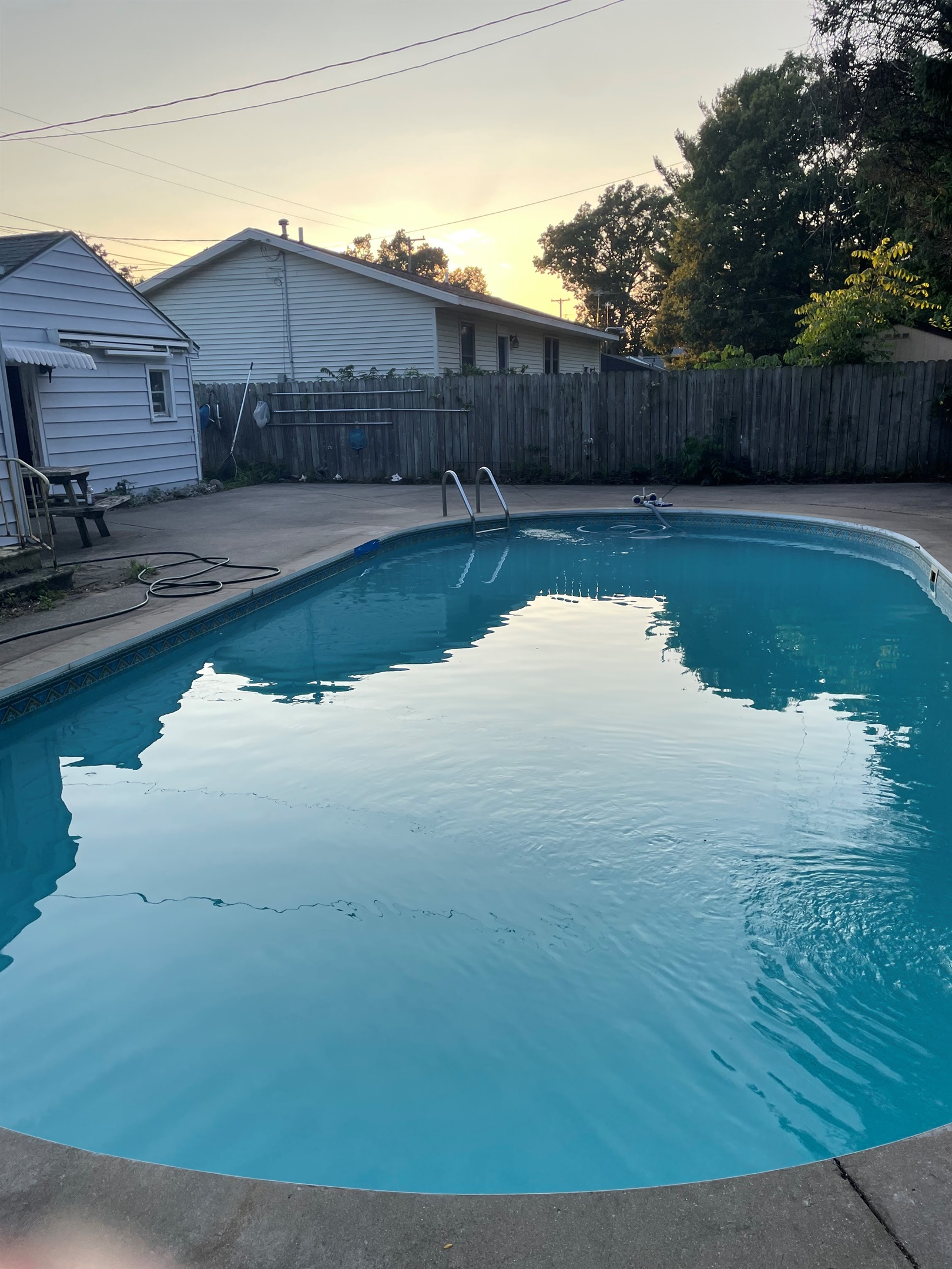 Inground pool in the back yard