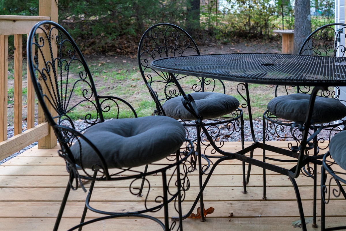 Dining table and chairs on deck
