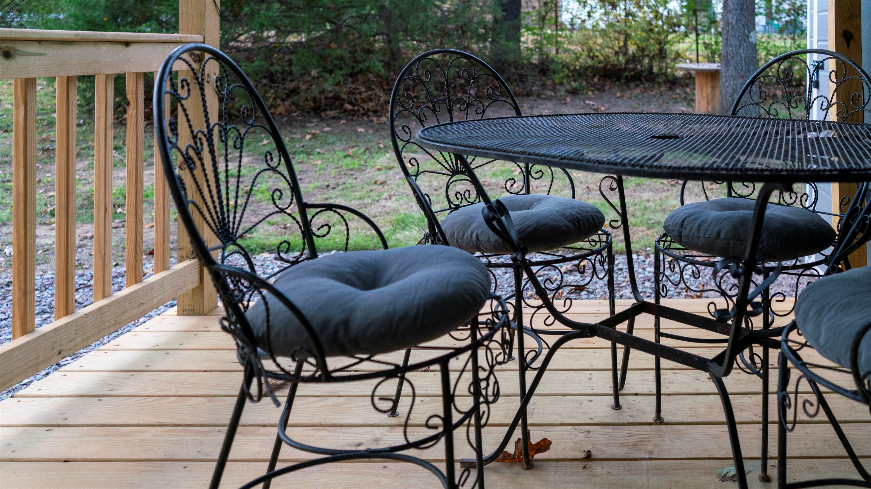 Dining table and chairs on deck