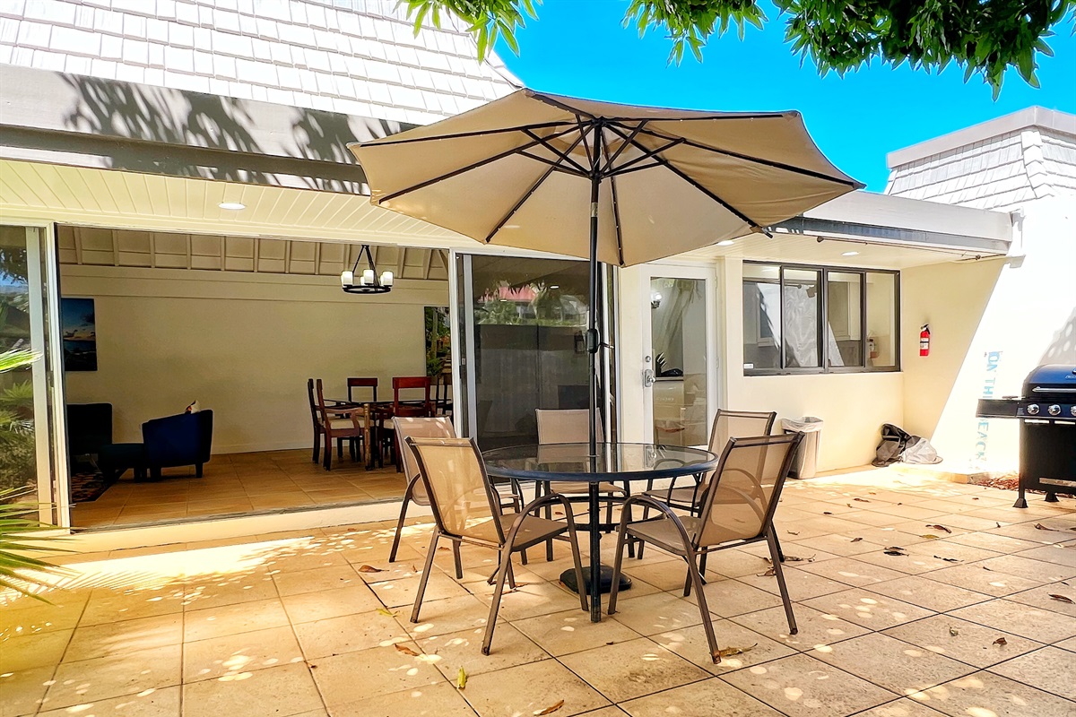 Dine al fresco with plenty of space to gather and enjoy a meal outdoors.