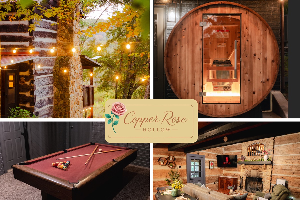 Relax at CopperRose with a cozy fireplace, sauna, pool table, and more.
