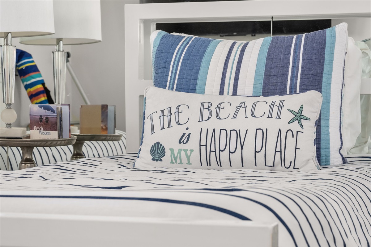 Our secondary bedroom is a private suite designed with beautiful colors of the beach.