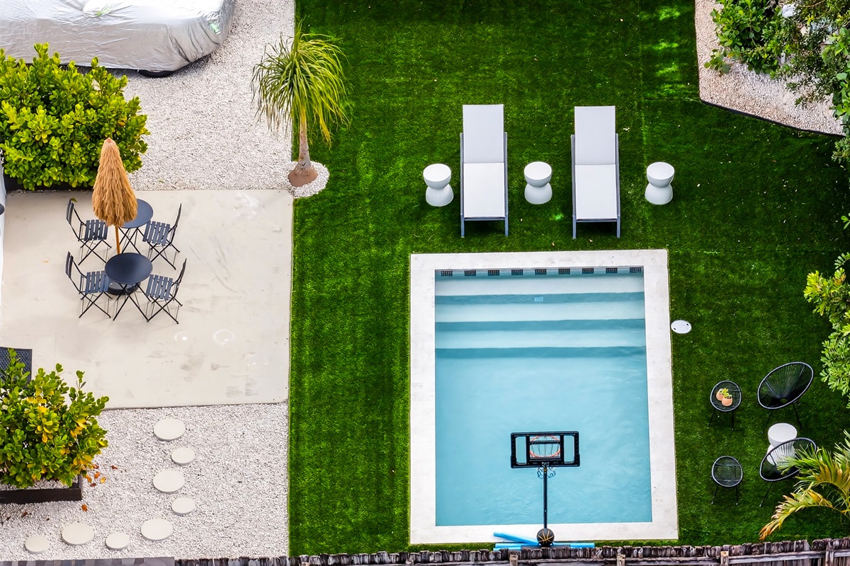 Poolside basketball for extra fun under the sun