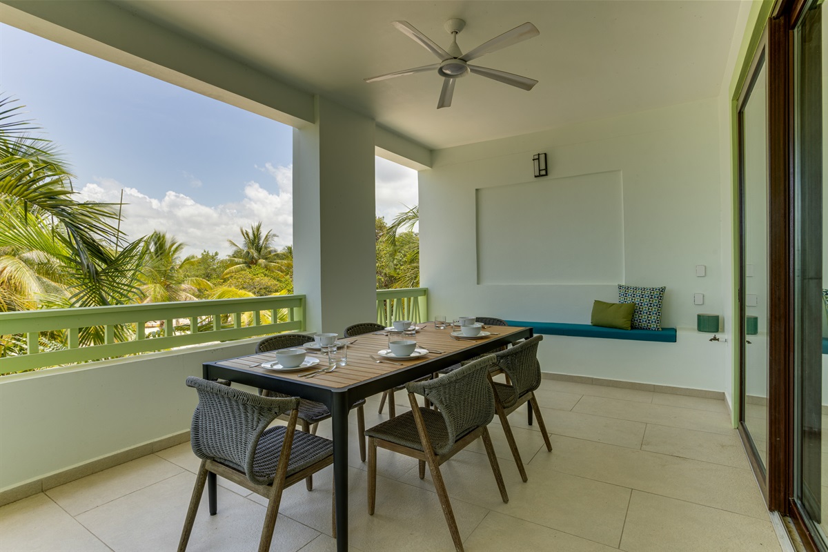 Patio Dining Area with Beach View