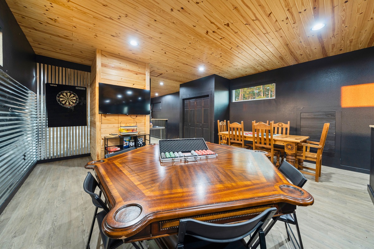 A dedicated dining or gathering space offers additional seating, perfect for larger groups or special occasions.