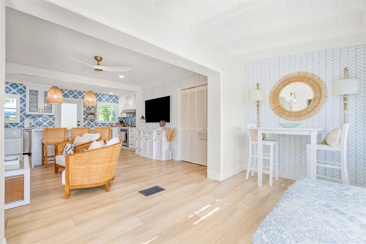 An open-concept floor plan that allows for seamless conversation and flow.