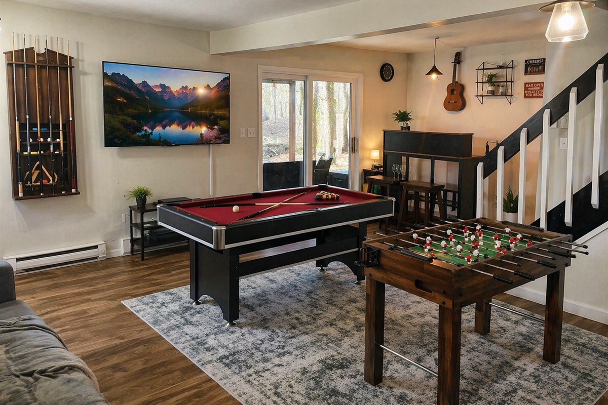 Downstairs is the ultimate hangout spot designed for hours of fun! Enjoy ping pong, foosball, arcade games and a laid-back vibe that’s perfect for friendly competition and unforgettable memories