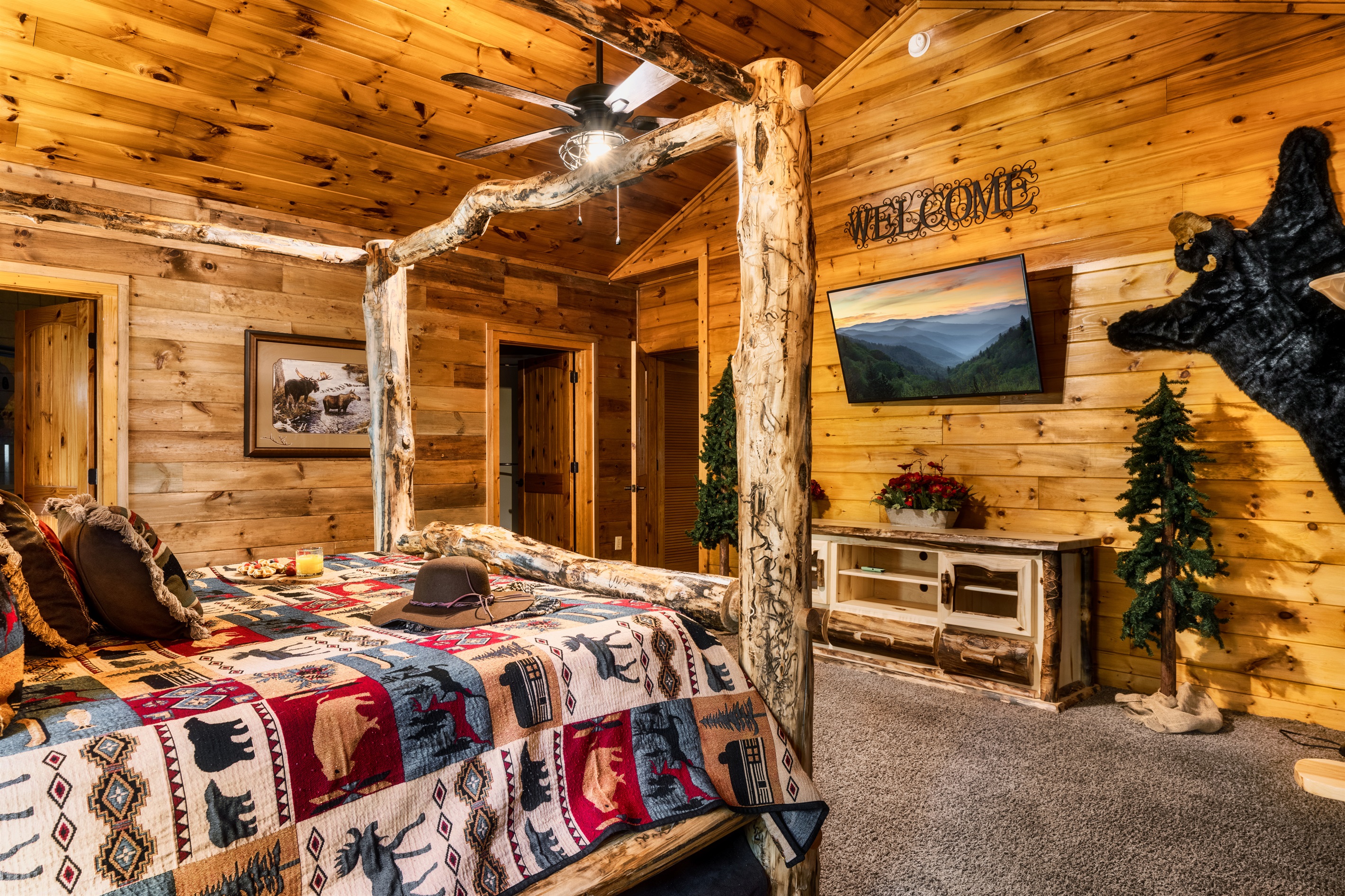 This large room offers an attached full bath