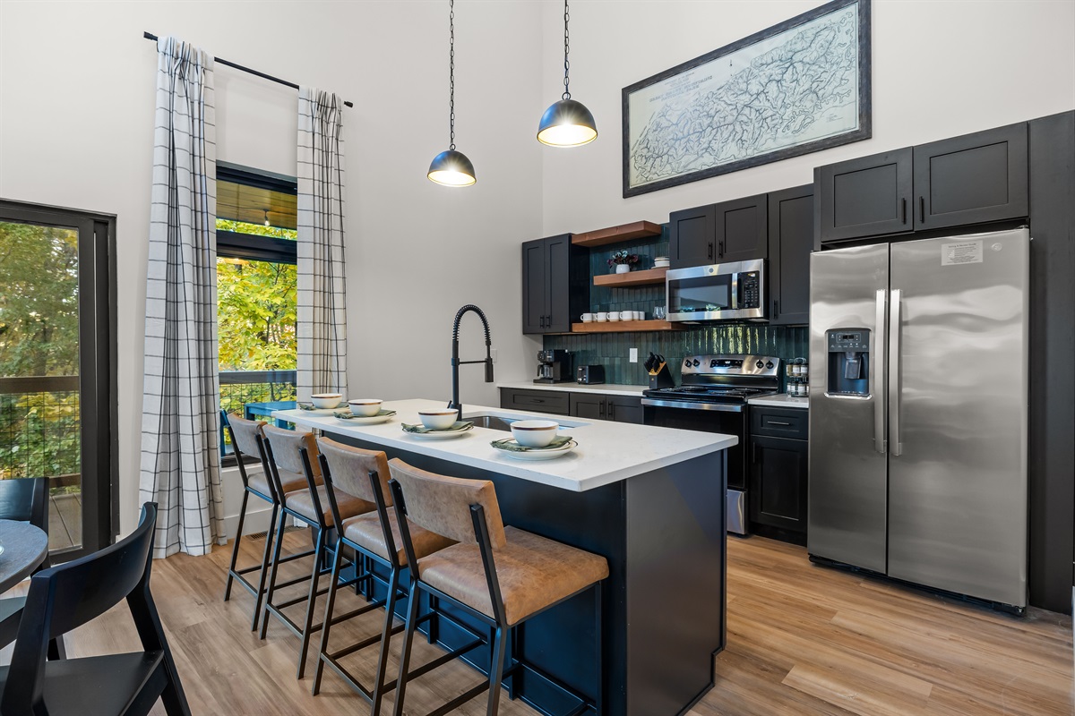 Modern kitchen with stainless appliances