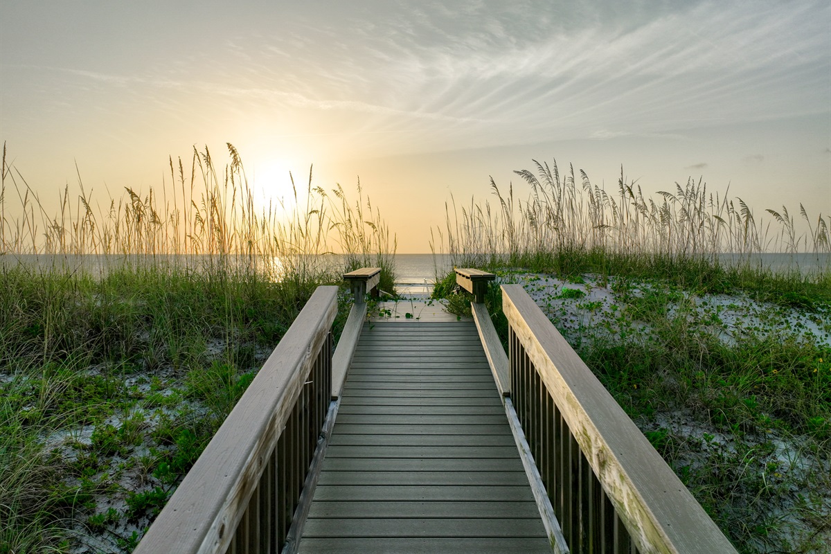 Direct beach access through a private dune walkover
