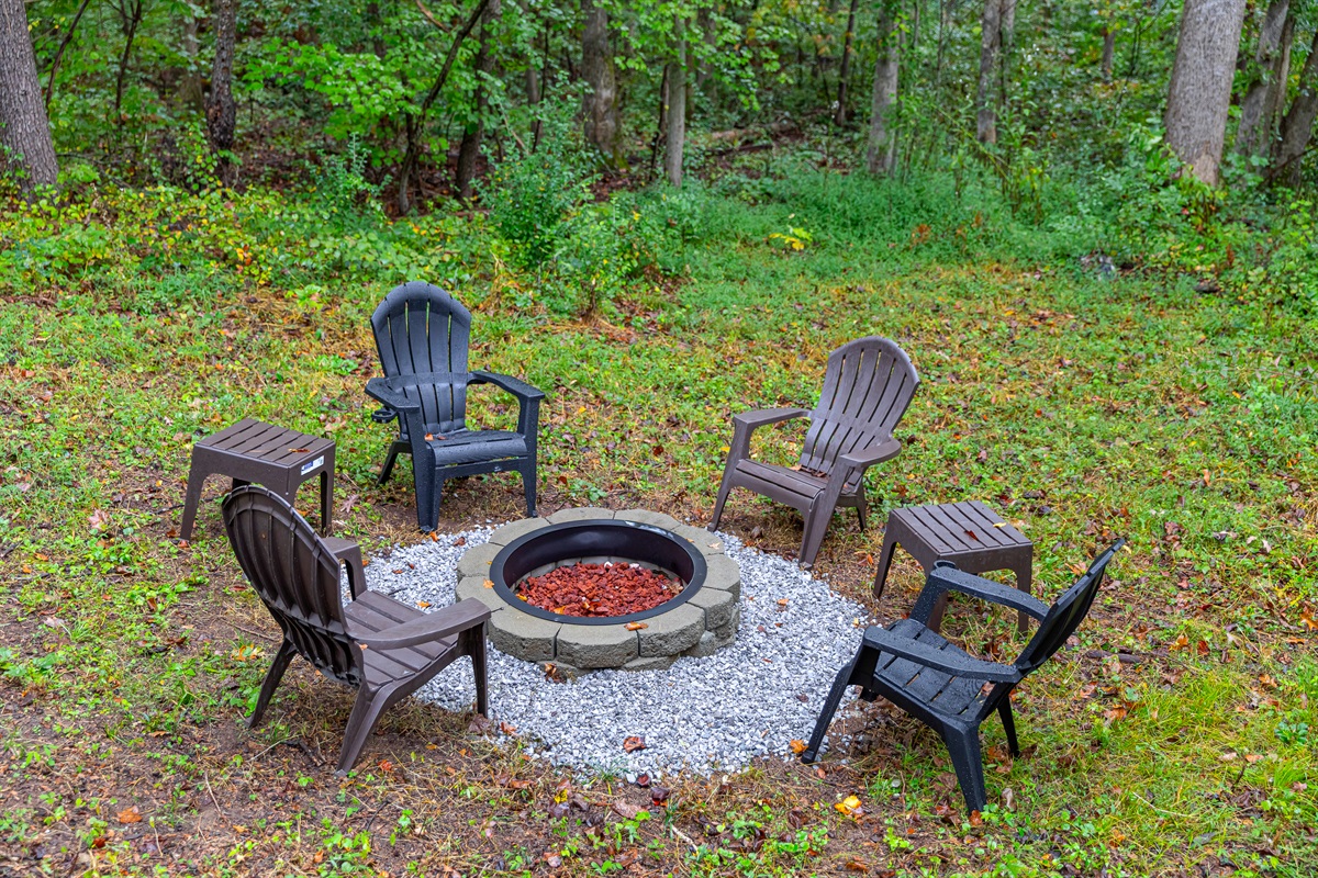 Warm yourselves by a fire after a fun day exploring Asheville.