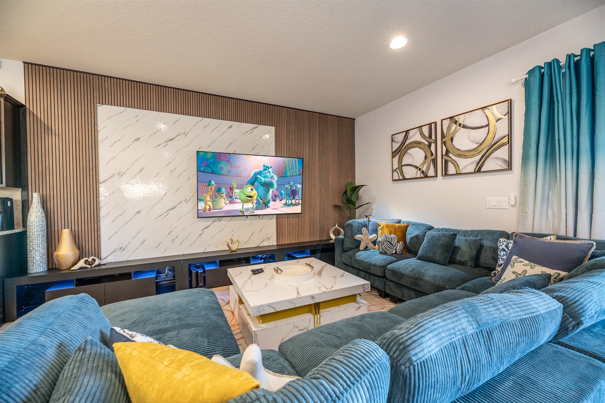 Extra large sofa and 85 inch tv