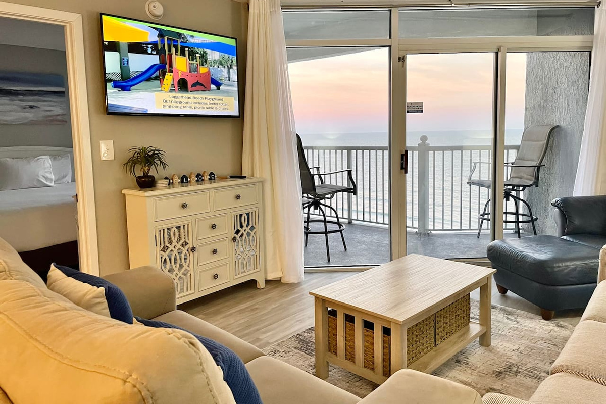 Living room with Private Balcony Access 